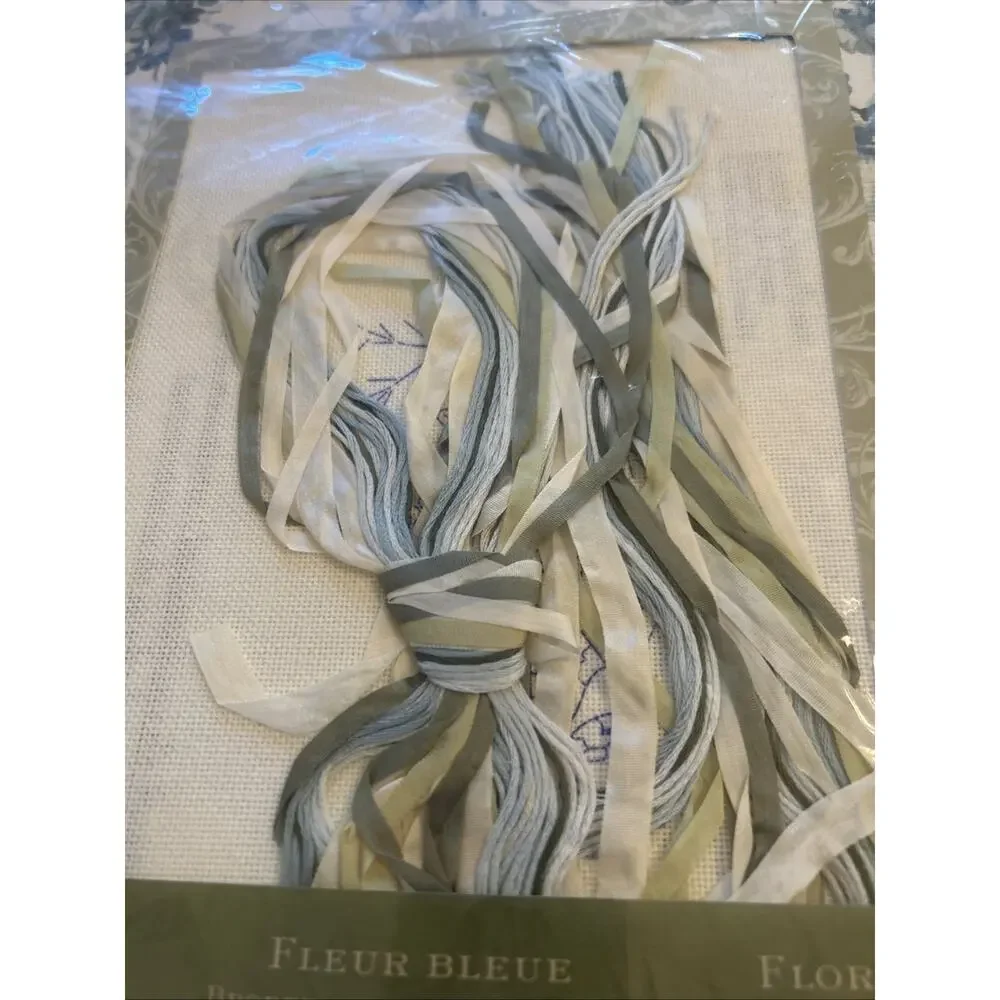 Vintage Bucilla Anna Griffin Silk Ribbon‎ Fleur Bleu Embroidery Kit 43356 NEW